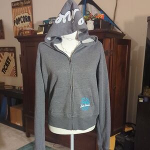 PINK Victoria's Secret Charcoal Hoodie with Blue Logo